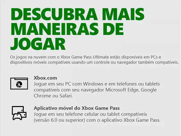 Aplicativo móvel Xbox Game Pass