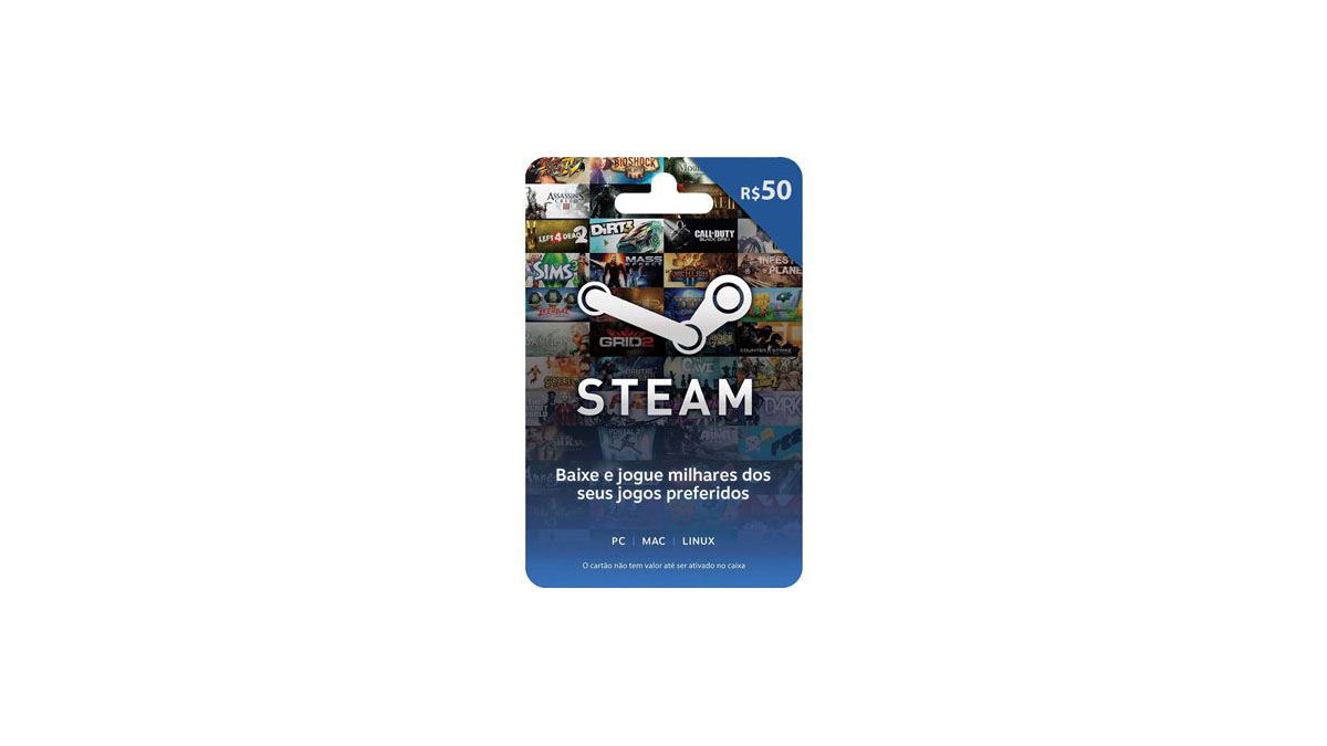 Steam Gift Card - Cartão Pré Pago R$ 50 - Código Digital