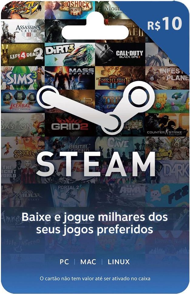 Gift Card STEAM: 10 Reais - Cartão Presente Digital