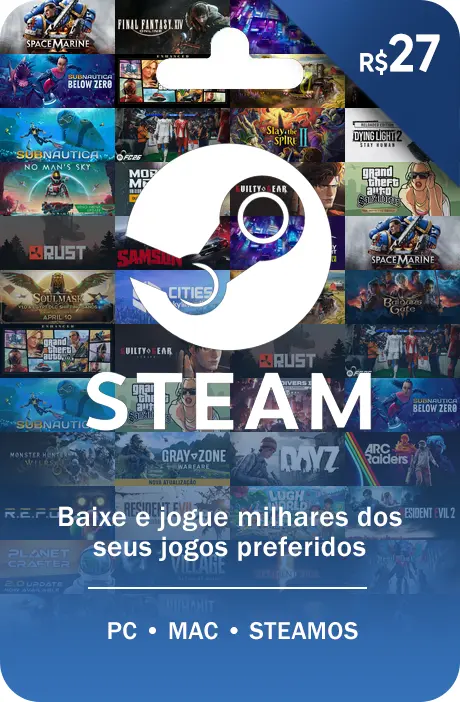 Steam Gift Card - Cartão Pré Pago R$ 27