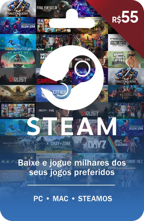 Steam Gift Card - Cartão Pré Pago R$ 55