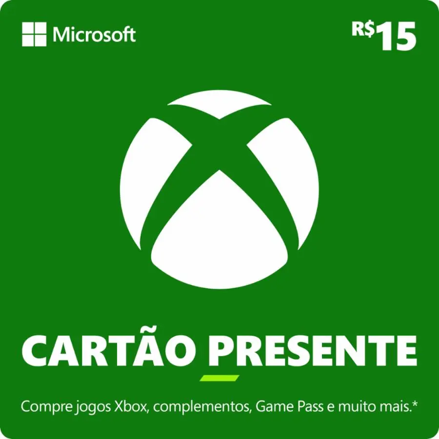 Cartão Presente Pré Pago Xbox Live R$ 15 Reais