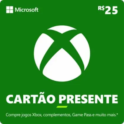 Cartão Presente Pré Pago Xbox Live R$ 25 Reais