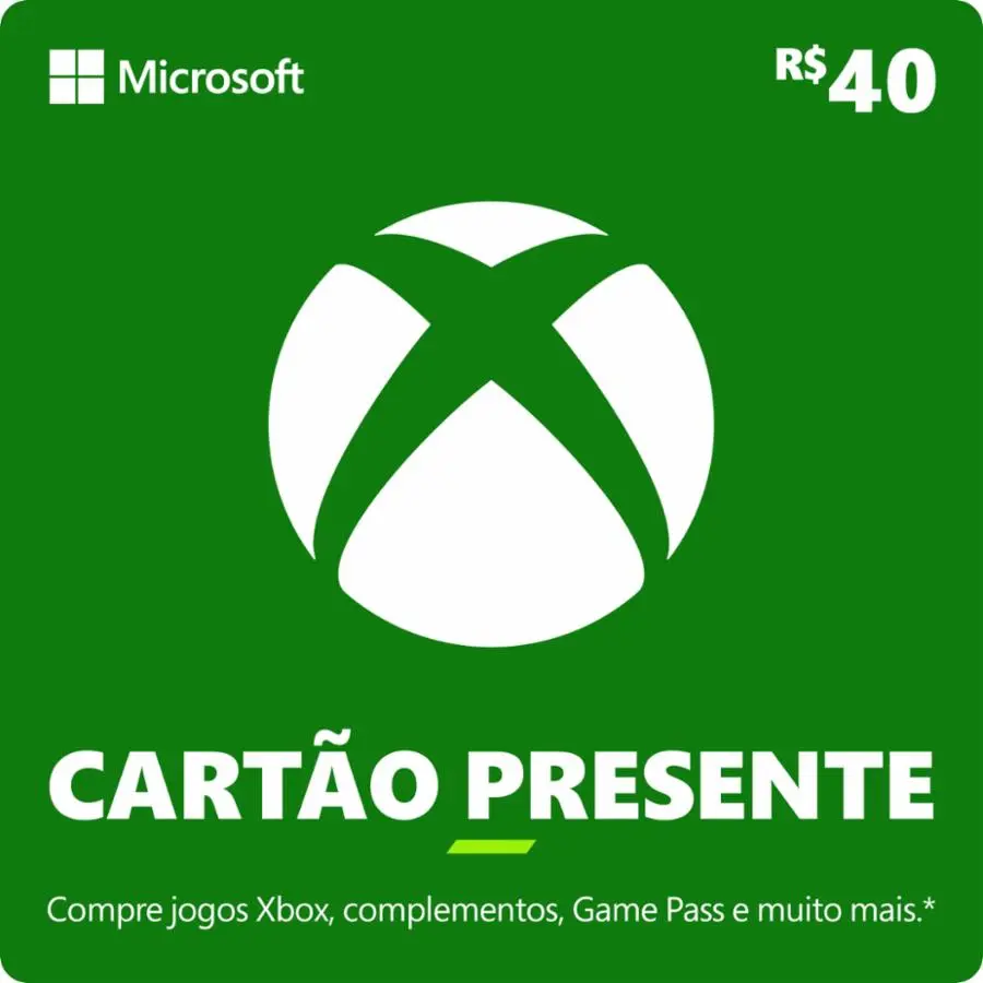 Cartão Presente Pré Pago Xbox Live R$ 40 Reais