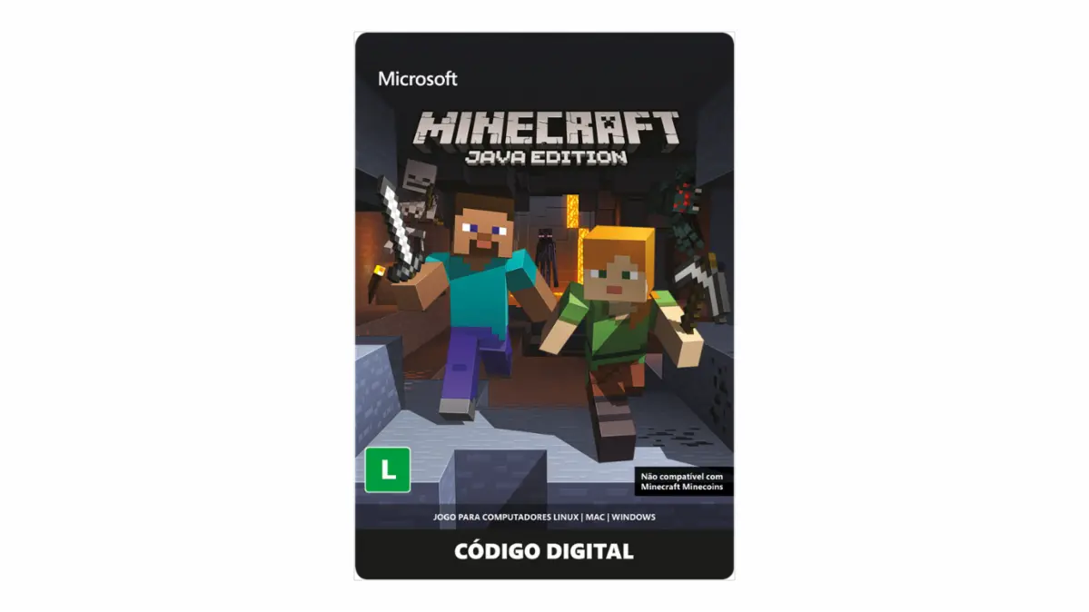 Minecraft Jogo Completo Mojang - Cartão de Ativação Original Para  PC/MAC/LINUX